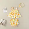 Ropa infantil de Foshan Vestido de bebé 2019 Verano Nuevo estilo Limón Vestido de tirantes para niña Traje Vestido de niña