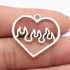 Colgante Corazón Llama Hueca Plata Antigua 29X28mm 2.9g, Accesorio Popular para DIY en Europa y América