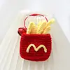 Llavero de Helado Transfronterizo, Colgante Tejido a Mano de Papas Fritas y Hamburguesa, Accesorio para Mochila, Souvenir de Comida Simulada