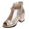 Zapatos de baile de verano nuevos 2025, zapatos de mujer transpirables de punta abierta de malla, zapatos de baile cuadrados, sandalias transfronterizas europeas y americanas, venta al por mayor individual