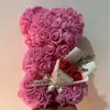 Urso de Rosas Presente Dia dos Namorados Chinês Feito à Mão DIY Buquê Urso 25cm Urso de Espuma Presente de Aniversário Urso de Rosas Fofo