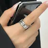 Anel Feminino Aberto Ajustável S925 Prata Esterlina Corte Retro Vazado com Diamante Anel de Dedo Indicador Versátil de Luxo Acessível de Nicho