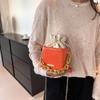 Bolsa Saco com Cordão e Corrente Fashion, Bolsa de Mão Texturizada, Bolsa Quadrada Pequena, Novo Modelo 2026, Bolsa de Ombro Único Transversal para Mulheres