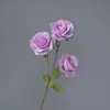 Rosa Búlgara Tres Cabezas Seda Artificial Flor Falsa Decoración Cascada de Rosas Pared Boda Flor Artificial Salón de Bodas