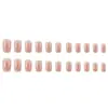 Manicura Tiktok Gradiente Puro Rosa Nude, Uñas Cuadradas Cortas Francesas, Uñas Postizas Estilo Suave, Uñas Falsas Mixtas de 24 Piezas