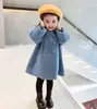 Abrigo de invierno para niños estilo coreano 2026, de longitud media a larga, para niñas, acolchado y engrosado, abrigo de lana de doble botonadura, al por mayor