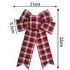 Tela de Lino Transfronteriza Cuadros Negros y Rojos Lazo Árbol de Navidad DIY Accesorios Hechos a Mano Colgante Decoración