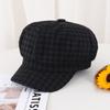 Gorra de Boina Rayada Fina, Estilo Primavera, Sombrero Versátil de Ala Ancha que Hace que la Cara Parezca Más Pequeña, Gorra de Boina Cuadros Artísticos Retro