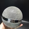 Bolsa de Jantar Redonda Esférica de Diamante para Comércio Exterior Bolsa Transversal Fofa Portátil com Corrente Bolsa de Vestido Feminina Totalmente de Diamante Bolsa Feminina