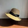 Sombrero de Paja para Mujer, Nuevo Estilo de Verano, Sombrero Retro con Borde Enrollado para Protección Solar, Sombrero de Sol a la Moda para Mujer, Sombrero de Talla Grande, Sombrero de Verano para Mujer