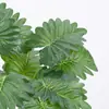 Planta Verde Artificial Hoja de Tortuga 12 Cabezas Alocasia Rama Alta Arreglo Floral Rama Decoración de Paisajismo Hoja Biónica Flor Falsa Rama Única