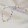 Collar de Cristal de Copo de Nieve Rosa y Morado Perla Blanca Australiana del Mar del Sur Dorado Redondo Luz Fuerte Collar con Hebilla Magnética Simple y Conveniente Cadena Madre Venta al por Mayor