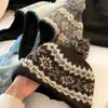 Gorro de Punto Fair Isle con Pompón y Orejeras para Mujer, Estilo Vintage, Cálido para Otoño e Invierno, Hace que la Cara Parezca Más Pequeña, Adecuado para Circunferencia de Cabeza Grande
