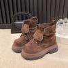 Botas para Mujer 2025 Nuevas Primavera y Otoño Piel Suave Dos Usos Botas de Ruibarbo Estilo Británico Versátiles Plegables de Caña Corta con Suela Gruesa