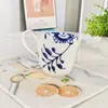 Taza de Porcelana Azul y Blanca Ouge Transfronteriza para Oficina Hogar Taza de Agua Taza de Café Set de Caja de Regalo