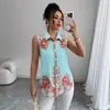 2026 Camiseta de Manga Corta a Rayas con Estampado y Cuello, Camisa Top para Mujer, Comercio Exterior Transfronterizo Europeo y Americano Amazon