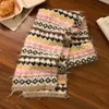 Bufanda de Punto Estilo Fair Isle para Mujer 2026 Invierno Nueva Moda Versátil Mezcla de Lana Gruesa Cálida Bufanda para el Cuello Venta al por Mayor