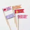 Decoración de Pastel para San Valentín Corazón de Dibujos Animados Bandera Doble Cara Pegatina Decoración de Pastel para Pareja de Aniversario
