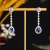 Pendientes Transfronterizos de Aguja de Plata Lujo Ligero Tachonados de Diamantes con Forma de Lágrima, Pendientes Elegantes y con Estilo para Noche, Pendientes de Artesanía de Alta Gama para Mujer