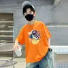 Camiseta de Algodón Puro Estampada de Manga Corta para Niños Ropa de Verano 2026 Nuevo Estilo Verano Niños Grandes Guapo Moderno Camiseta de Manga Corta de Moda