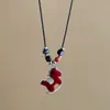 Collar de Cuentas de Caballo de Madera para Mujer, Cadena Larga de Suéter con Colgante Lindo para Otoño e Invierno, Accesorio de Dibujos Animados con Diseño de Nicho