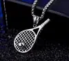 Collar de raqueta de bádminton transfronterizo nuevo marca de moda hip hop cadena larga versátil para suéter de hombre accesorios de collar de raqueta de tenis
