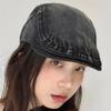 [Denim Genial] estilo curtido retro Gorra de mezclilla de ala hacia adelante ajustable circunferencia de cabeza grande moda versátil gorra tendencia