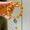 Pulsera de Plata 925 Natural de Alta Calidad 12-13 mm Citrino Vítreo Transparente Hielo Pulsera