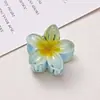 Presilha de Cabelo Flor de Frangipani 4cm Transfronteiriça para Mulheres, Pequena Garra Floral para Meio Rabo de Cavalo, Presilha de Garra Estilo Ins para Rabo de Cavalo, Atacado