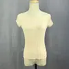 Camiseta de Verano Sexy de Hombros Descubiertos con Mangas Cortas para Mujer, de Punto Cómoda, Delgada y Ajustada, en Color Blanco, Dongdaemun Coreano