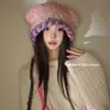 Bonito Gorro de Peluche Color Crema Estilo Coreano para Mujer, Gorro de Invierno Adelgazante, Gorro Grueso de Punto Cálido para Proteger las Orejas