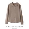Chaqueta de Cachemira para Mujer Estilo Coreano Cuello Polo Color Claro Simple Corte Holgado Adelgazante Ropa de Trabajo Otoño e Invierno Nuevo Cárdigan de Punto
