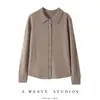 Abrigo de cachemira de color sólido simple estilo coreano con cuello POLO para mujer, holgado, adelgazante, para ir al trabajo, otoño e invierno, nuevo cárdigan de punto