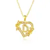 26 Collares con Letras Inglesas para Mujer, Colgante de Flor en Forma de Corazón con Diamantes, Cadena para Clavícula de Diseño Único, Accesorio Versátil de Lujo Ligero