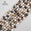 Cabello negro natural Cuentas redondas de cristal 6~8mm cuentas sueltas lisas pulsera collar diy joyería venta al por mayor al contado