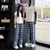 Pantalones de cuadros azules Cleanfit para hombre y mujer, pantalones casuales de verano finos estilo americano, corte slim, pierna recta con ligero acampanado