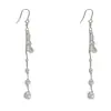Estilo japonés y coreano, delicados y versátiles, aretes largos con flecos y detalles de circonita y perla, presentando un diseño único, minimalista y lujoso para mujeres
