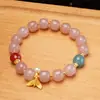 Pulsera de Cristal Rosa Fresa para Mujer, Pulsera Hecha a Mano de Gama Alta con Colgante de Lirio del Valle, Accesorios de Joyería con Cuentas al por Mayor