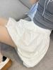 Pantalones cortos blancos de tres puntos para mujer, de verano, finos, de cintura alta, con piernas anchas, adelgazantes, con falda tipo farol abullonada y antiluz.