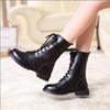 Botas Martin de Casal Botas de Couro Neve Outono e Inverno Bico Redondo Cano Alto Britânicas Sapatos Femininos Botas de Motociclista Masculinas Forradas com Lã Sapatos Tamanho Grande 42