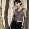 Fábrica transfronteiriça Europa e Estados Unidos buraco colete solo residual vento manga curta jaqueta feminina com capuz camiseta versão coreana de som tremendo Taobao