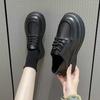 Zapatos de cuero con cordones británicos de suela gruesa estilo francés retro para mujer, nuevos mocasines planos de cuero suave de principios de primavera y verano 2024 para mujer