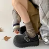 Sapatos Birkenstock Estilo Retrô Coreano Suaves com Bico Redondo e Solado Grosso para Aumentar a Altura para Mulheres, Lançamento Outono e Inverno 2026 Sapatos Fechados