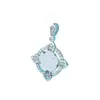 Colgante de Oro Blanco Completo de Diamantes para Mujer Portafotos Vacío Soporte de Collar de Cobre DIY Incrustado con Flores Pequeñas en la Parte Trasera y Copos de Nieve Imitación Plata 925