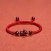 Pulseira Pixiu de Minério Cru de Alto Teor Cinnabário Real Corda Trançada Feita à Mão Corda de Mão Pulseira de Corda Vermelha Piccolo Produtos Genuínos para Homens e Mulheres