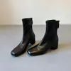Botines elásticos de cuero genuino para mujer, con interior que aumenta la altura 6CM, punta cuadrada, tobillo elástico, nuevos botines versátiles y ajustados 2026, Botas Martin