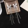 Clip para Hueso de Oreja de Mariposa con Borla de Circonita Micro-incrustada para Mujer Clip para Oreja sin Agujeros para las Orejas Pendientes Colgantes Coreanos Rojos de Internet Oreja de Elfo Trendy