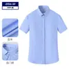 Camisa de mujer 100% algodón DP no planchable, atuendo profesional, ropa de trabajo para banco, camisa blanca de manga corta de hilo 80 para mujer, hecha a medida
