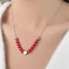 Collar de perlas estilo ins para mujer, diseño de nicho que combina con todo, cadena de clavícula con perlas de imitación de amor, colgante de amor, joyería al por mayor