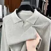 Suéter de algodón puro con cuello de gaviota para hombre, estilo nuevo de primavera y otoño, estilo "old money", tejido de punto de alta gama para hombre, venta al por mayor de comercio exterior